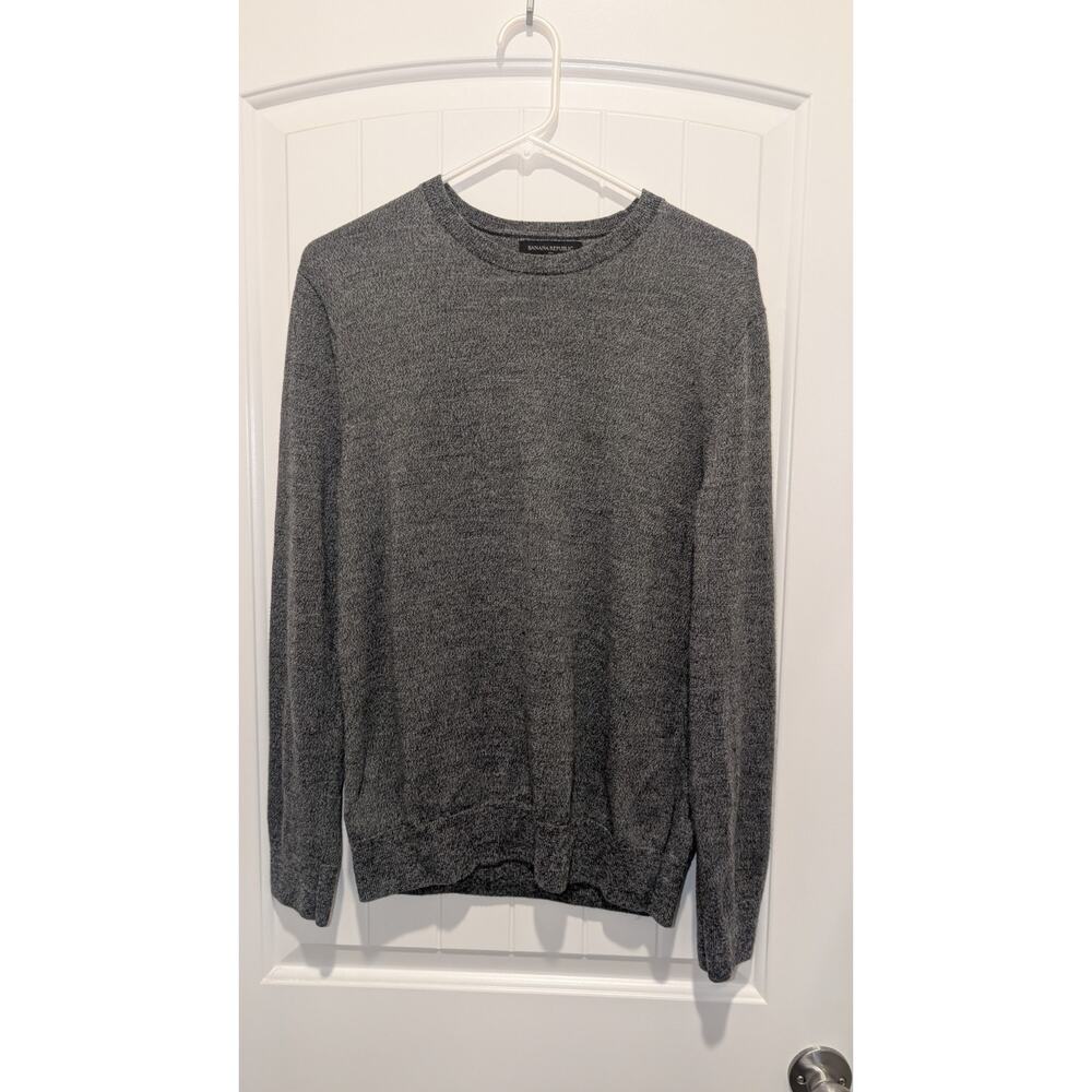 Banana Republic Merino Wool Gray Tight-Knit Crew Neck Pullover Sweater Men’s L